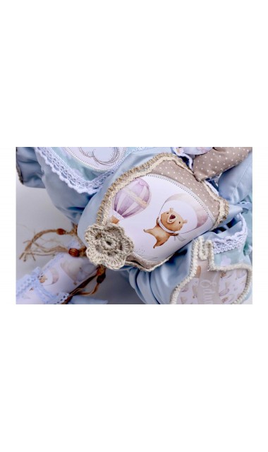 Lumanare de botez cu ursuleti si baloane personalizata prin coasere Air Balloons Teddy Bears 11